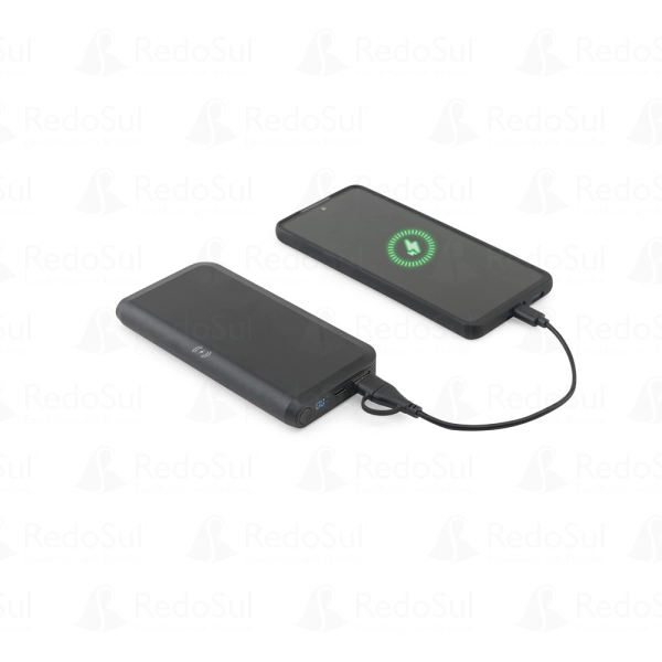 Bateria portátil personalizada em ABS reciclado com carregador por indução super-rápido 